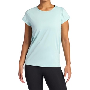 image:imageGaiam Womens Rib Mix Performance TShirt Slim Fit Stretch Lightweight MaterialBlue Haze