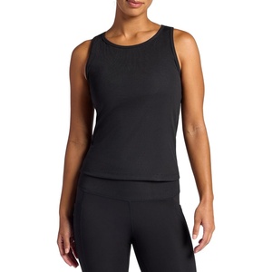 image:imageGaiam Womens Ribbed Crewneck Tank Top Cropped Fit Stretch Midweight Material MoistureWickingBlack Tap Shoe