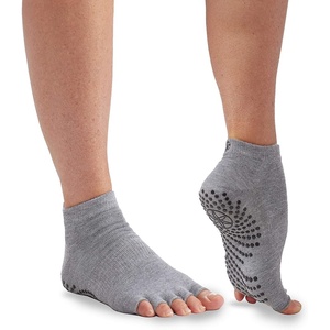 image:imageGaiam Yoga Socks  Toeless Grippy Non Slip Sticky Grip Accessories for Women amp MenHeather GreyBlack