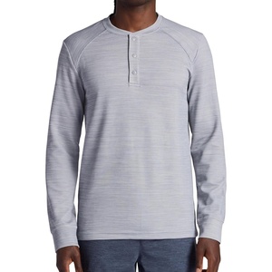 image:imageGaiam Mens Cozy amp Cool Henley Shirt Standard Fit Stretch Midweight Micro Waffle Jacquard MaterialSleet Heather