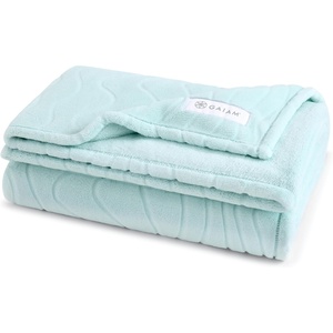 image:imageGaiam Super Soft amp Plush Velvetloft Warp Knit Throw Warm amp Cozy 50 x 60 Size Throw Blanket with Carved Texture Mauve MornPale Auqa