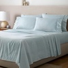 image:imageGaiam King Sheet Set Whispering Blue  6PC Solid Microfiber Cooling Sheets Wrinkle Resistant Quick Dry Lightweight Soft Brushed FinishIkat Fan Light Ocean