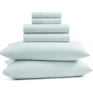 image:imageGaiam King Sheet Set Whispering Blue  6PC Solid Microfiber Cooling Sheets Wrinkle Resistant Quick Dry Lightweight Soft Brushed FinishWhispering Blue