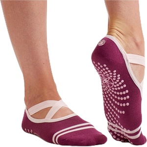image:imageGaiam Yoga Barre Socks  Grippy Non Slip Sticky Toe Grip Accessories for Women amp Men  Pure Barre Hot Yoga Pilates Ballet DanceMulberry
